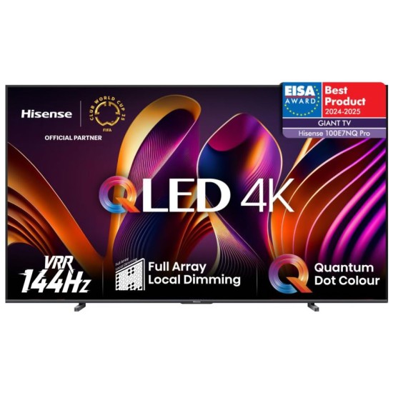 Hisense 100" E7NQ Pro, 4K Ultra HD 3840x2160, QLED, 144Hz