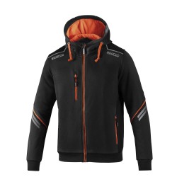 Sparco Colorado Φούτερ με Κουκούλα και Ολόκληρο Φερμουάρ - Μαύρο / Πορτοκαλί